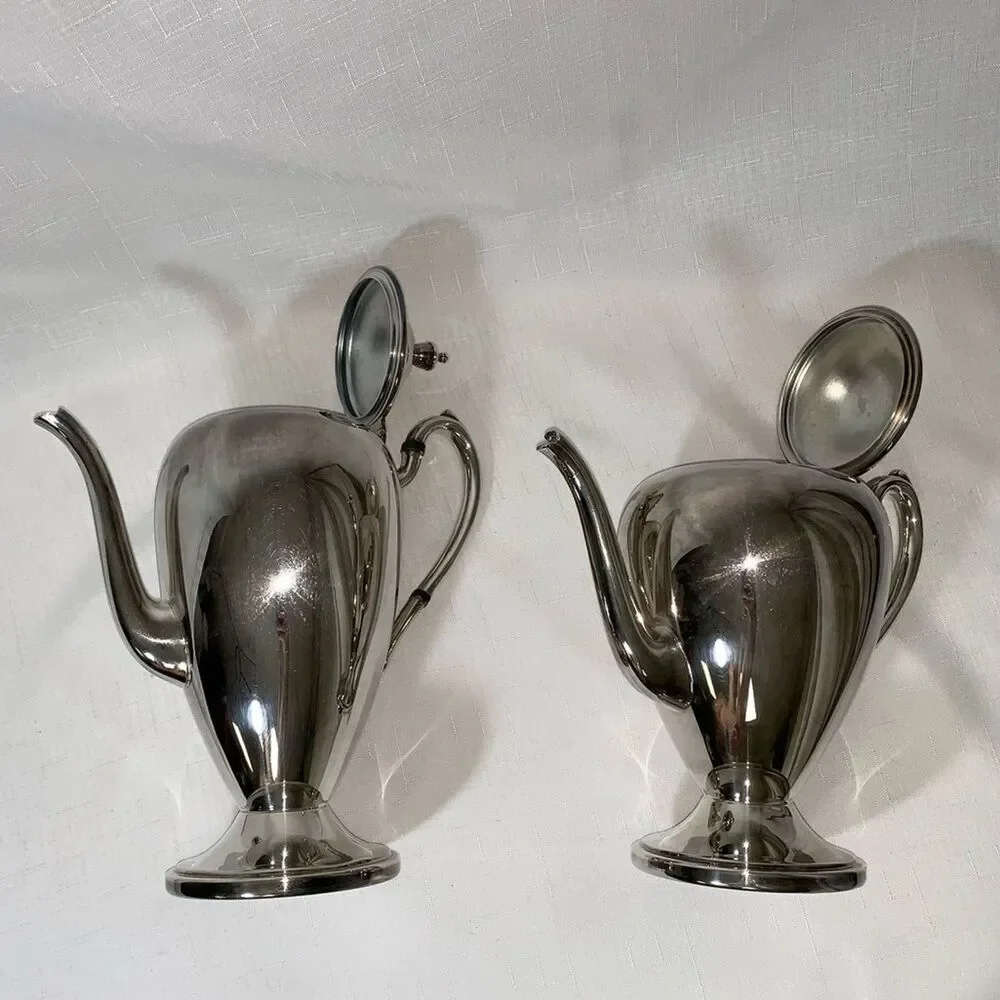 VINTAGE New York Academy Silver Coffee Tea Carafe Set Serving 50s MidCentury Mod